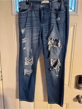 KanCan Distressed Medium Blue Boyfriend Jeans